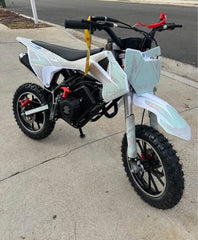 58cc Kids Dirt Bike SYXMOTO Gas Powered Mini Bike, 4 Stroke Off-Road Mini Bikes, Trail Bike with Speeds up to 21.75 MPH, Weight Support Up to 143 LBS - Available for PICK UP