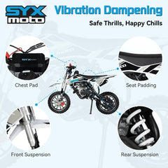 58cc Kids Dirt Bike SYXMOTO Gas Powered Mini Bike, 4 Stroke Off-Road Mini Bikes, Trail Bike with Speeds up to 21.75 MPH, Weight Support Up to 143 LBS - Available for PICK UP