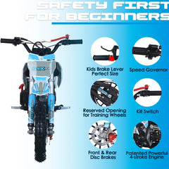 58cc Kids Dirt Bike SYXMOTO Gas Powered Mini Bike, 4 Stroke Off-Road Mini Bikes, Trail Bike with Speeds up to 21.75 MPH, Weight Support Up to 143 LBS - Available for PICK UP