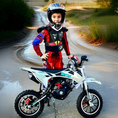 58cc Kids Dirt Bike SYXMOTO Gas Powered Mini Bike, 4 Stroke Off-Road Mini Bikes, Trail Bike with Speeds up to 21.75 MPH, Weight Support Up to 143 LBS - Available for PICK UP